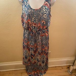Lacroix print dress tulip hem high low size small